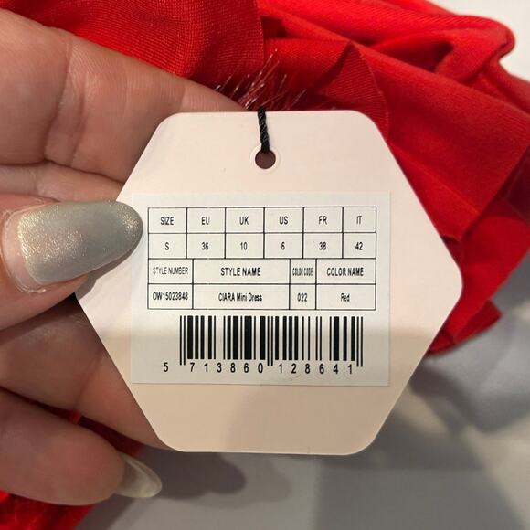 NWT OW Collection Red Long Sleeve Exposed Seam Mini Dress Sz Small MSRP $220 - Picture 6 of 13